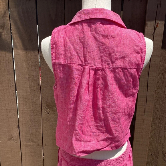 Joie Toinette Linen Pink Chambray Sleeveless Romper - Picture 11 of 16